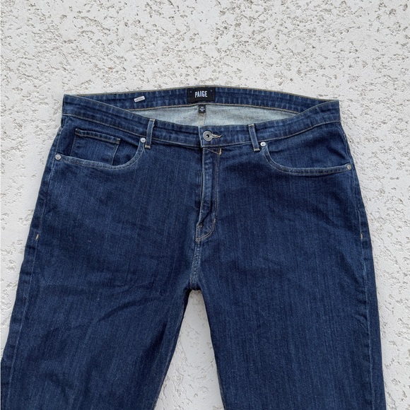 Paige Jeans Mens Size 40 Blue Normandie Straight Stretch Zip Fly Dark Denim - Picture 9 of 9